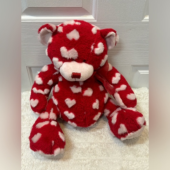 Ganz Plush Toys: 16" Valentines Red Teddy Bear Pink Hearts Fluffy & Soft - Picture 6 of 7